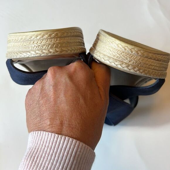 BELLA ~ VITA Women’s Leather Suede Platform Wedge Open Toe Sandal Blue Size 10 - Picture 12 of 13